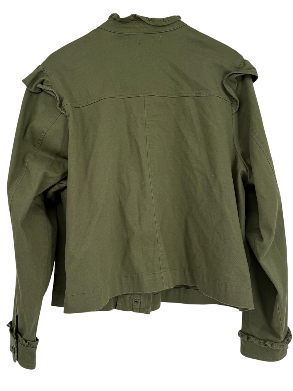 Torrid Olive green Twill Ruffle Utility Jacket Size 2X Military Moto Women - Picture 6 of 11